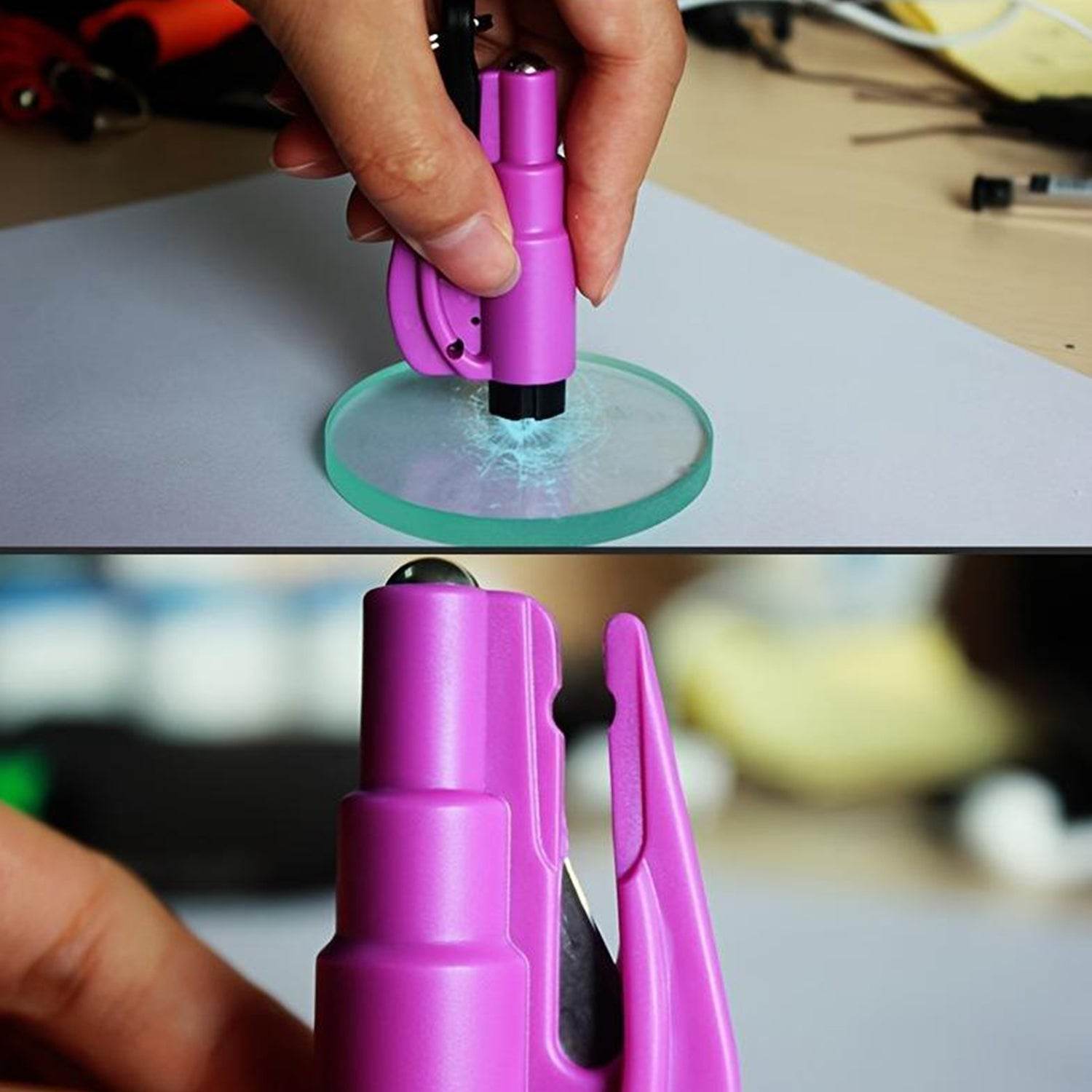 2 in 1 Emergency Safety Cutter with Key Chain, Small Portable Handy Emergency Safely Glass Breaking & Seat Belt Cutting Keychain Tool - infinityexculsivestore.com