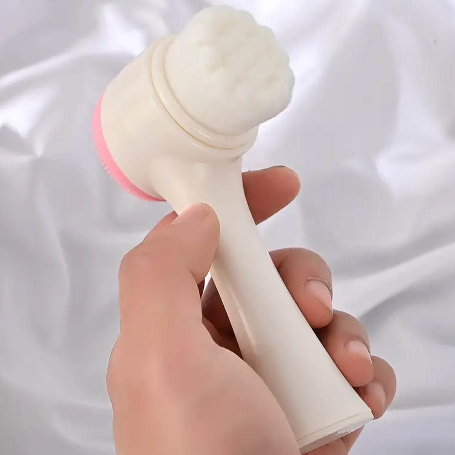 2 in 1 Facial Brush Cleansing | Manual Face Scrubber | Silicone Double - Sided Face Wash Brush for Sensitive, Delicate, Dry Skin (1 Pc) - infinityexculsivestore.com