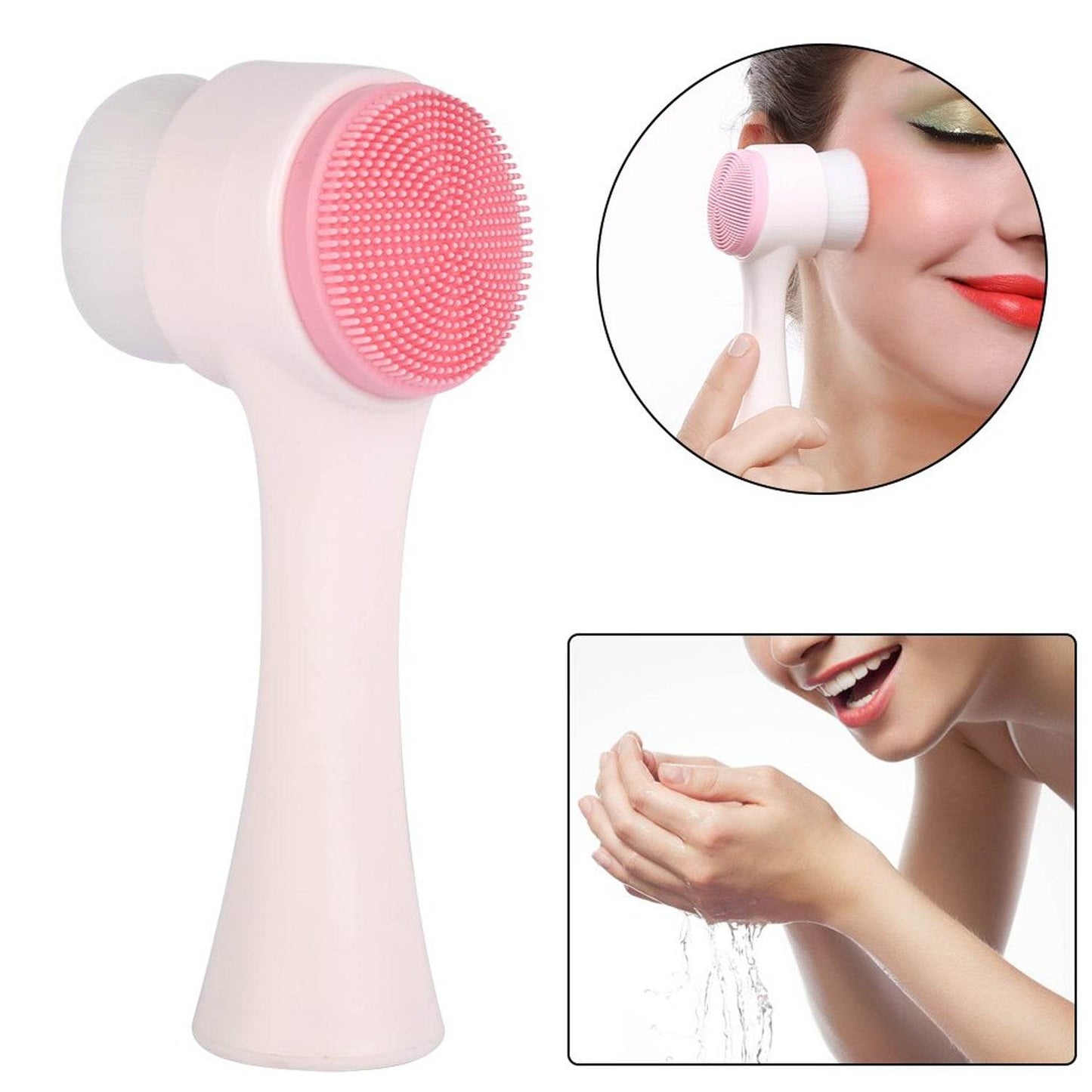 2 in 1 Facial Brush Cleansing | Manual Face Scrubber | Silicone Double - Sided Face Wash Brush for Sensitive, Delicate, Dry Skin (1 Pc) - infinityexculsivestore.com