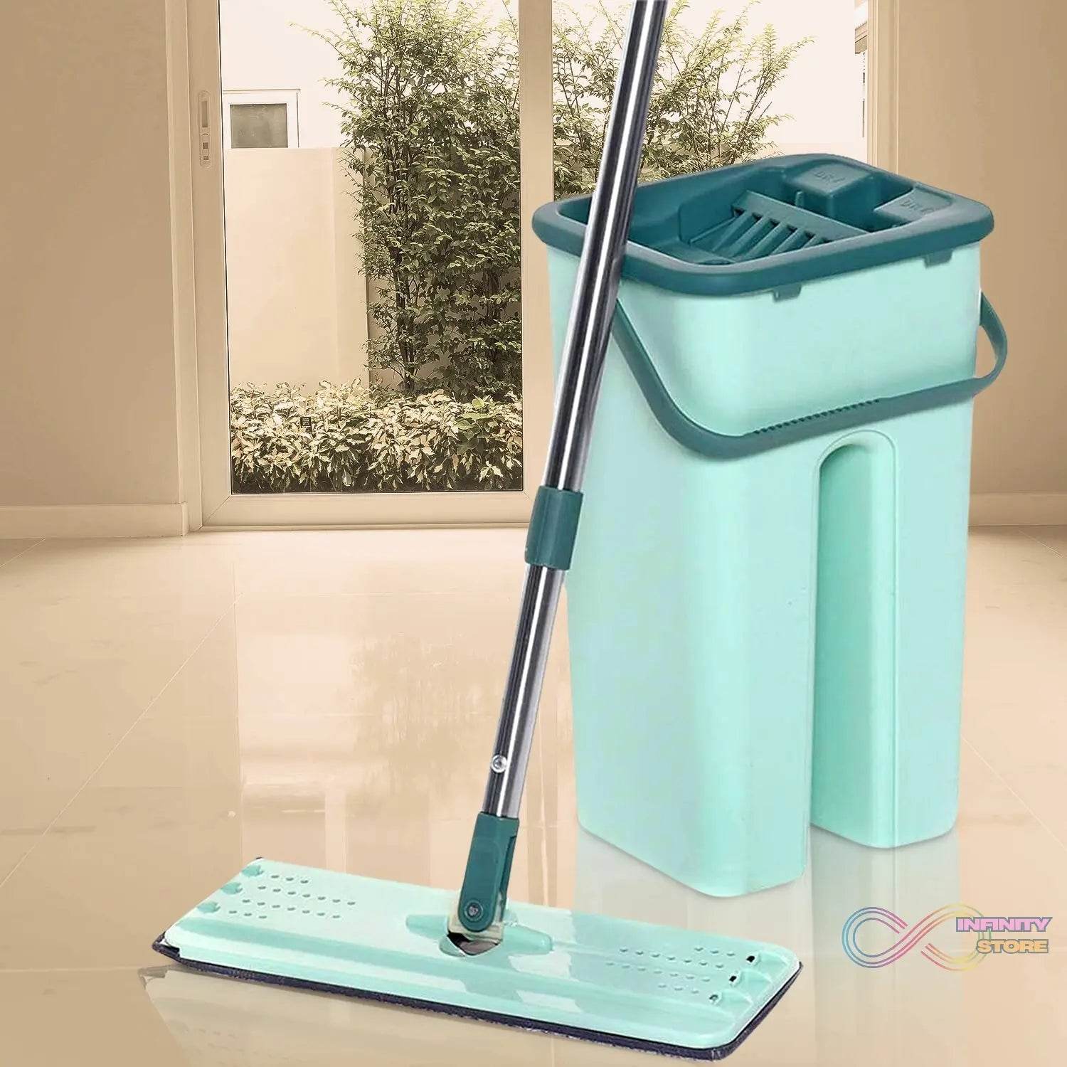 2 - in - 1 Flat mop and Bucket Set - infinityexculsivestore.com