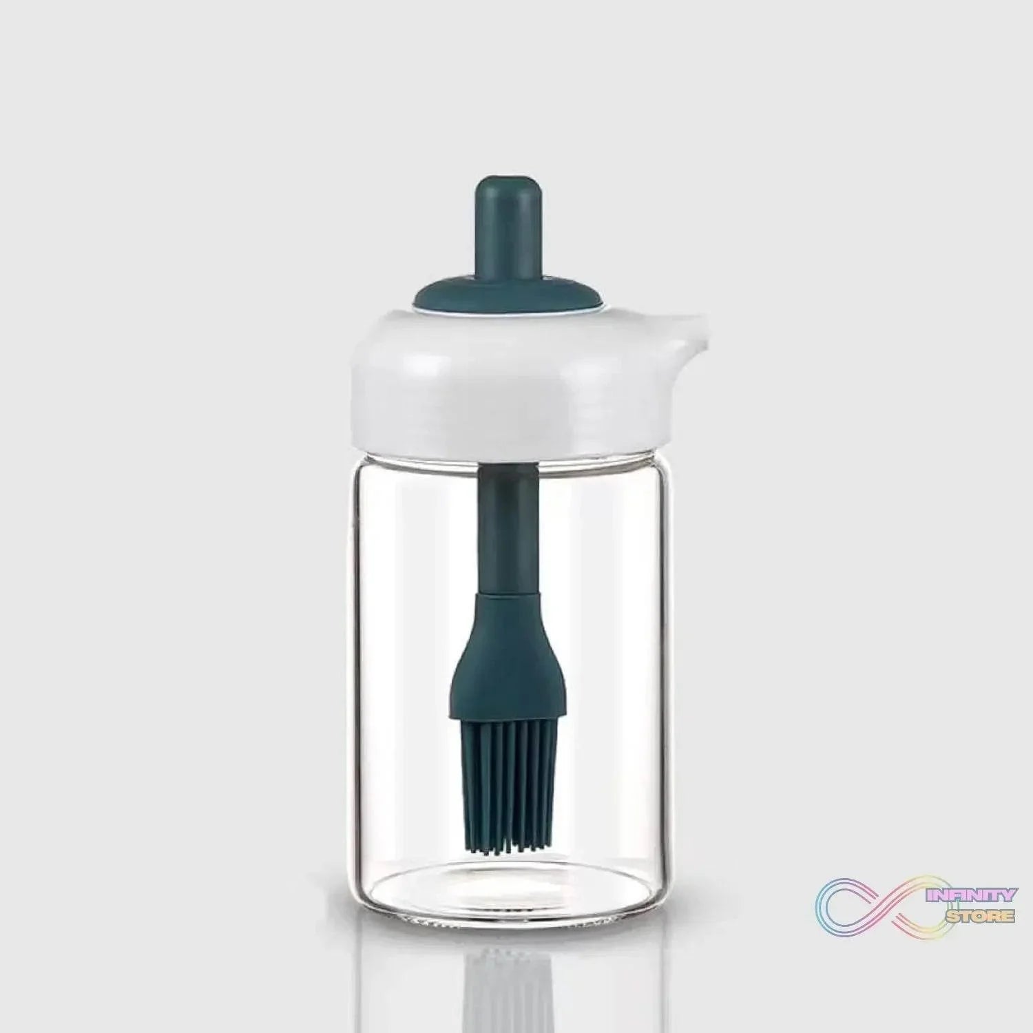 2 in 1 Glass Oil dispenser jar / Bottle with brush (1 Set) - infinityexculsivestore.com