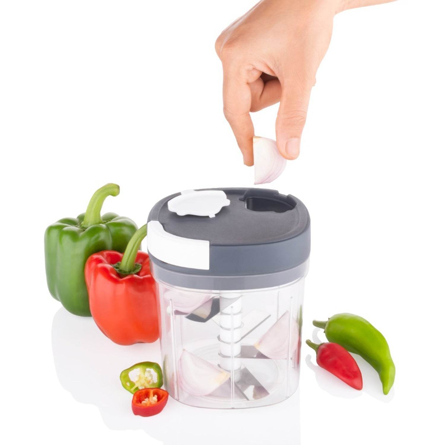 2 in 1 Handy Chopper and Slicer Used Widely for chopping and Slicing of Fruits, Vegetables, Cheese Etc. Including All Kitchen Purposes. - infinityexculsivestore.com