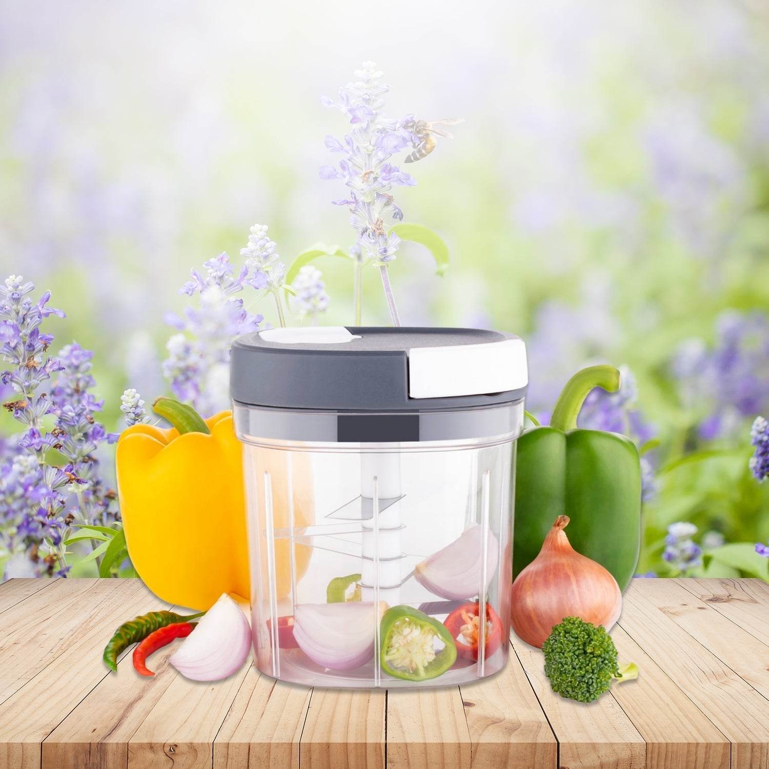 2 in 1 Handy Chopper and Slicer Used Widely for chopping and Slicing of Fruits, Vegetables, Cheese Etc. Including All Kitchen Purposes. - infinityexculsivestore.com