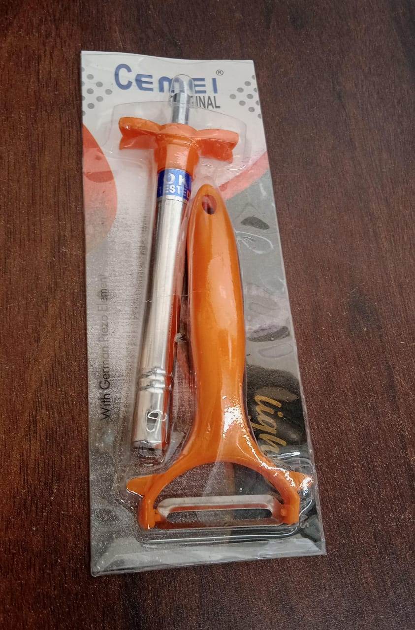 2 in 1 Kitchen Combo Lighter, Stainless Steel Durable Gas Lighter with Vegetable Cutter Peeler, For Kitchen Steel Gas Lighter (2 Pc Set) - infinityexculsivestore.com