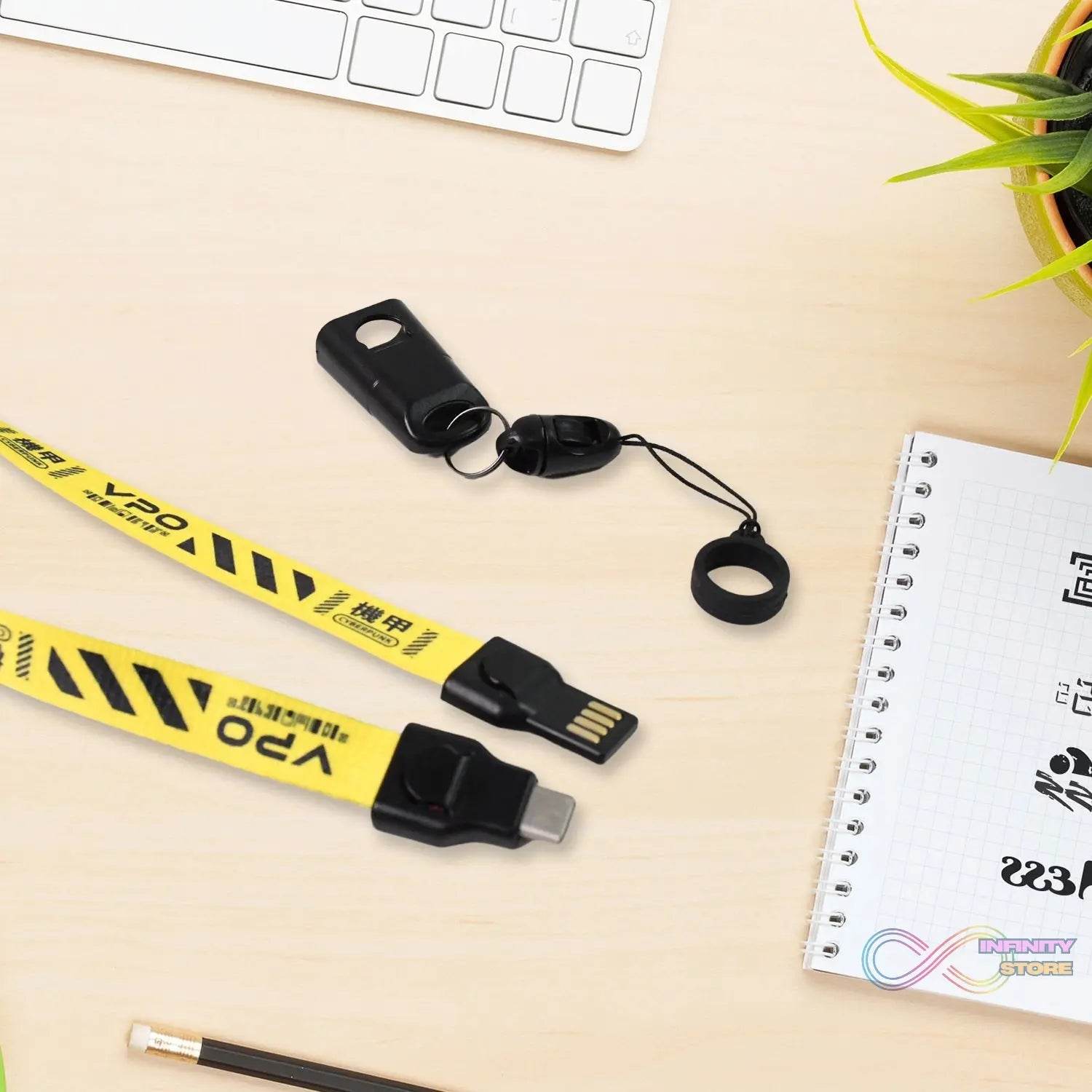 2 in 1 Lanyard Strap USB Charging Cable (1 Pc) - infinityexculsivestore.com
