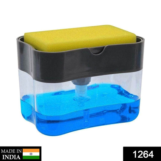 2-in-1 Liquid Soap Dispenser on Countertop with Sponge Holder - infinityexculsivestore.com
