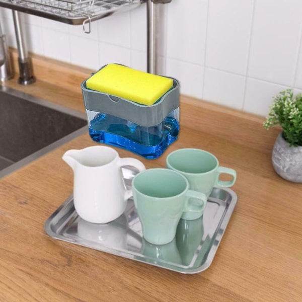 2-in-1 Liquid Soap Dispenser on Countertop with Sponge Holder - infinityexculsivestore.com