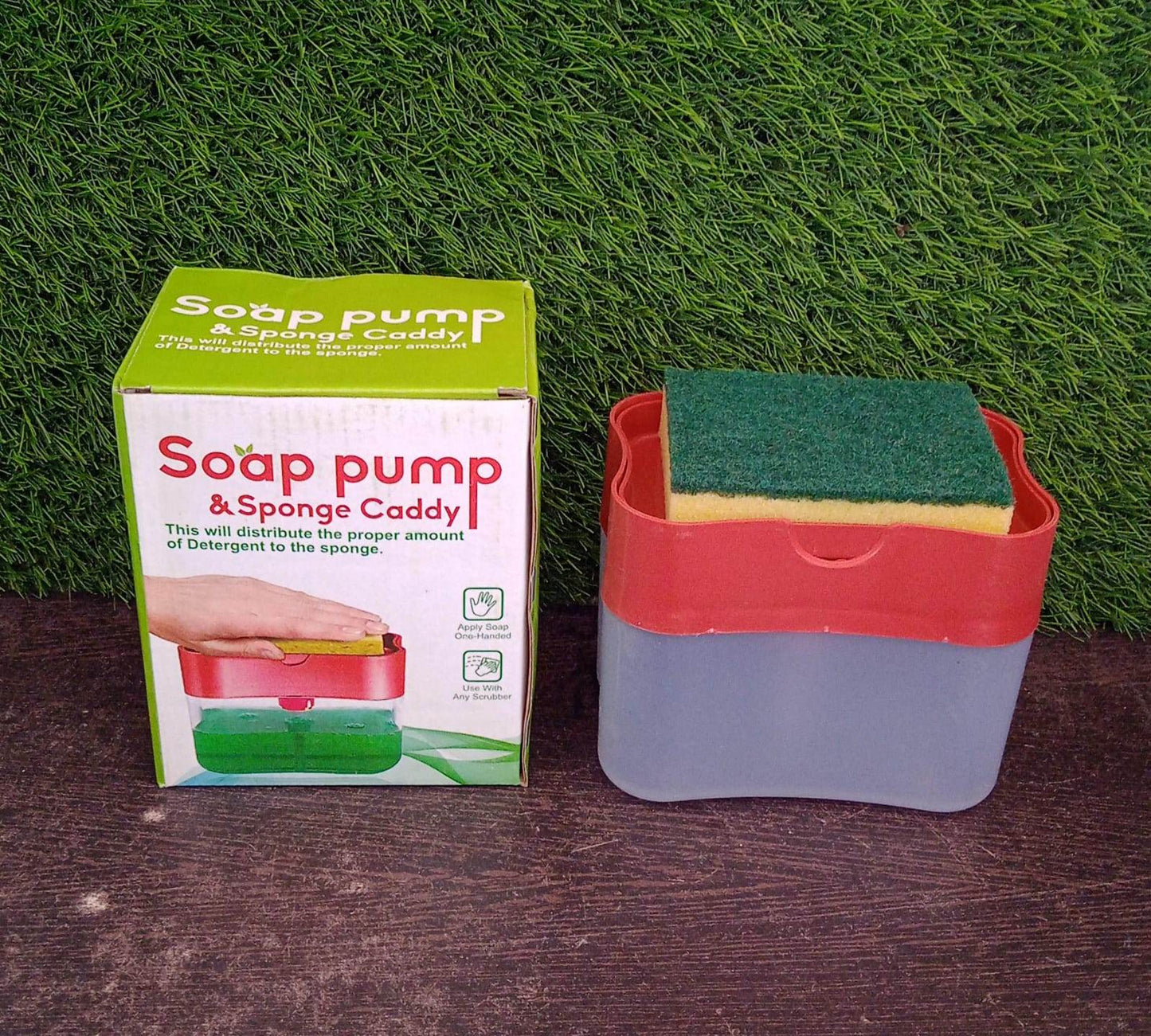 2-in-1 Liquid Soap Dispenser on Countertop with Sponge Holder - infinityexculsivestore.com