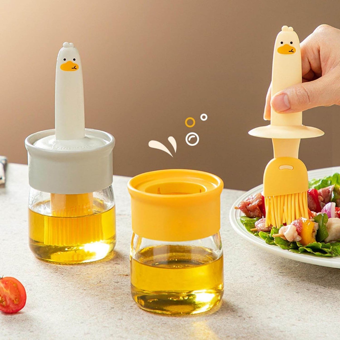 2 in 1 Oil Dispenser Bottle with Silicone Basting Brush (1 Set) - infinityexculsivestore.com