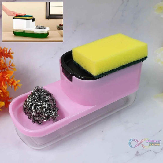 2 in 1 Plastic Dish Soap Liquid Dispenser Sponge Holder (1 Set) - infinityexculsivestore.com