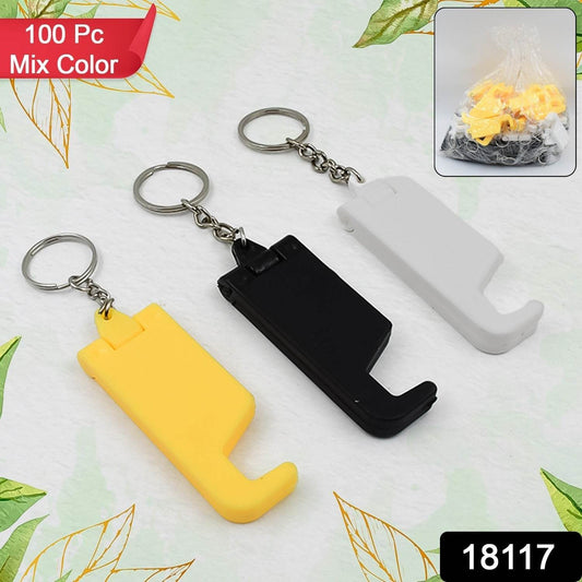 2 in 1 Plastic Keychain with Mobile Stand / Phone Holder (100 Pcs Set / Multicolor) - infinityexculsivestore.com