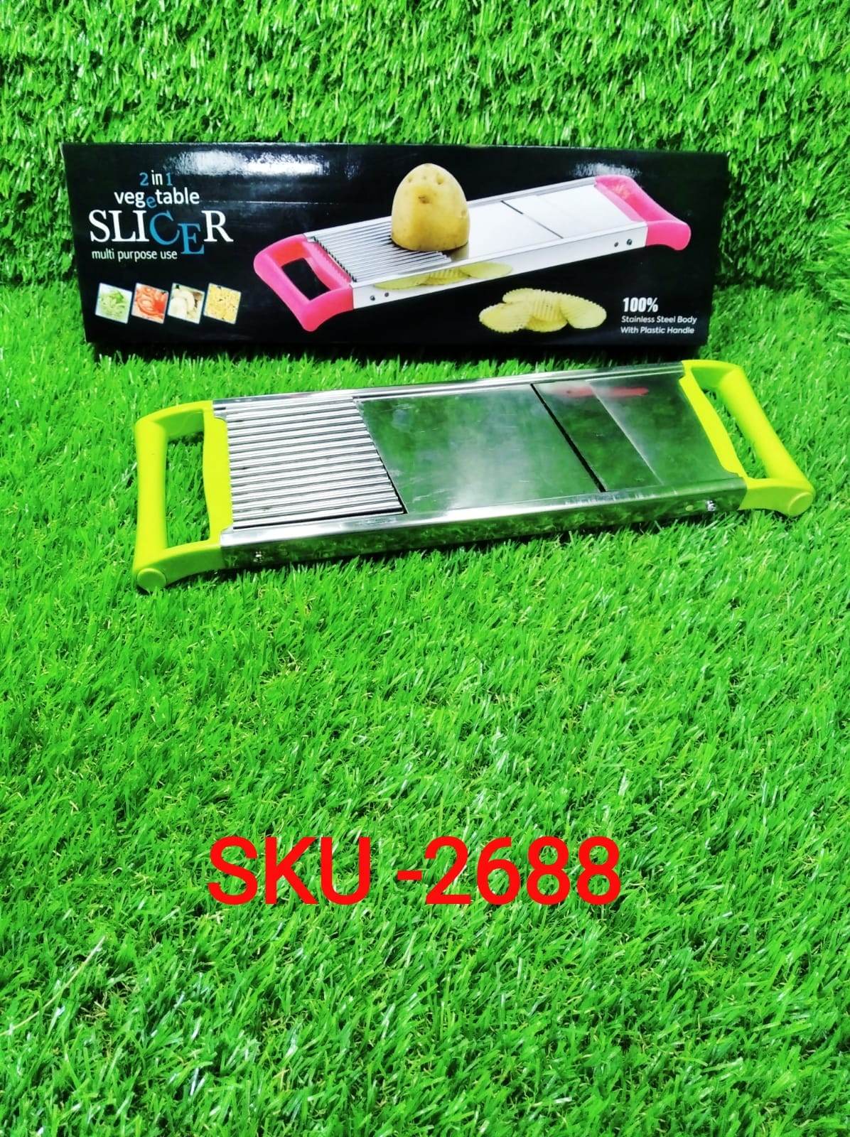 2 in 1 Potato Slicer used in all kinds of household kitchen purposes for cutting and slicing of potatoes. - infinityexculsivestore.com