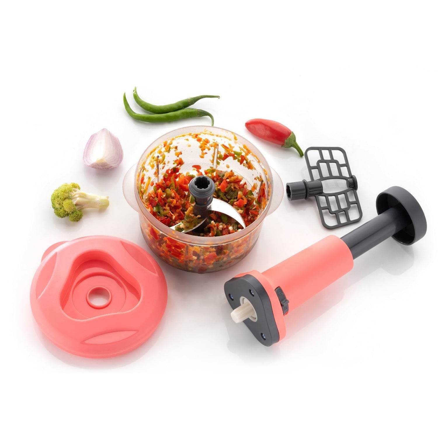 2 - in - 1 Push Chopper 800ml with Stainless Steel Blade for Quick Food Prep - infinityexculsivestore.com