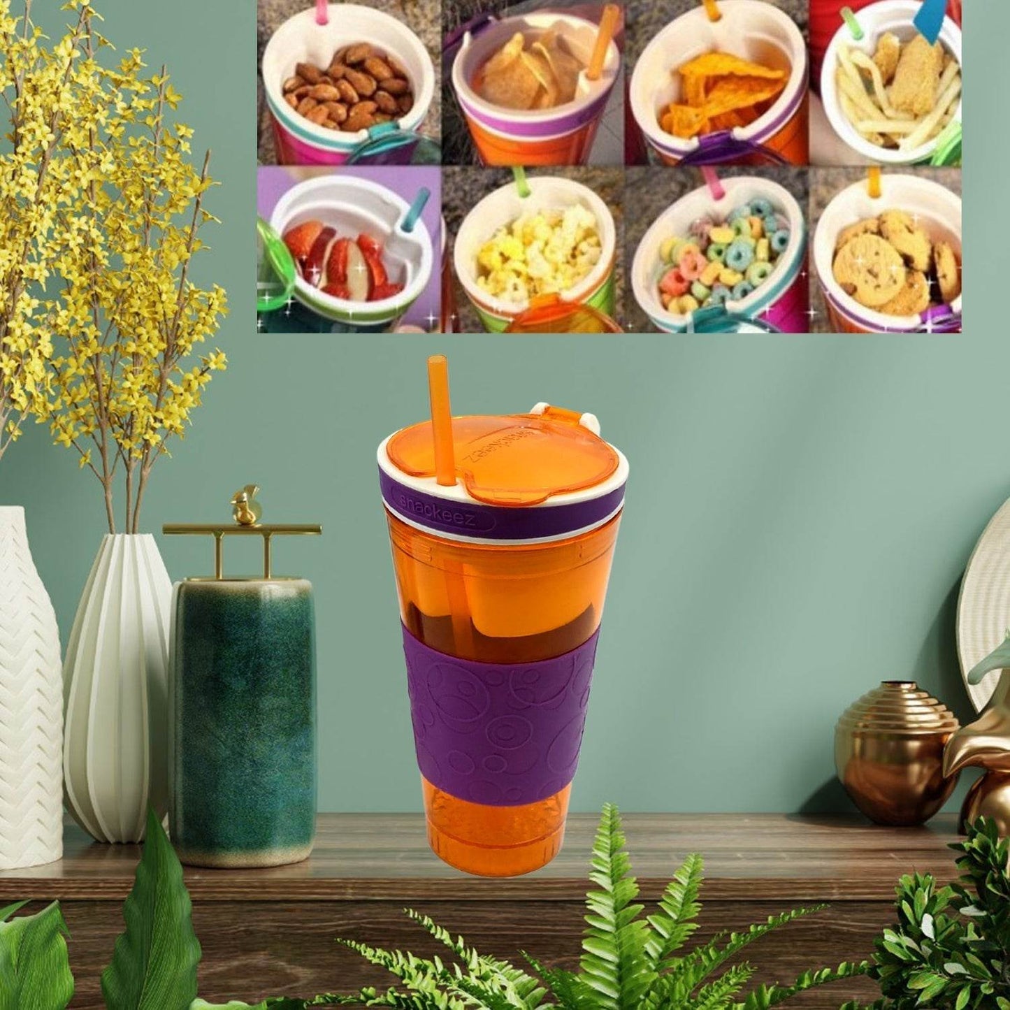 2 in 1 Snack & Drink Snackeez Travel Cup in One Container (1pc) - infinityexculsivestore.com