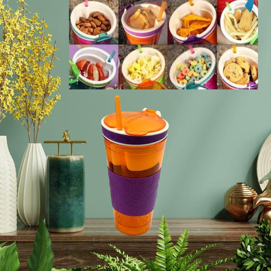 2 in 1 Snack & Drink Snackeez Travel Cup in One Container (1pc) - infinityexculsivestore.com