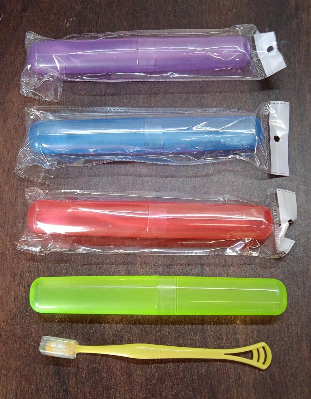 2 in 1 Soft Toothbrush and Tongue With Toothbrush Cover Cleaner Scraper for Men and Women, Kids, Adults Plastic Toothbrush Cover / Case / Holder (1 Pc) - infinityexculsivestore.com