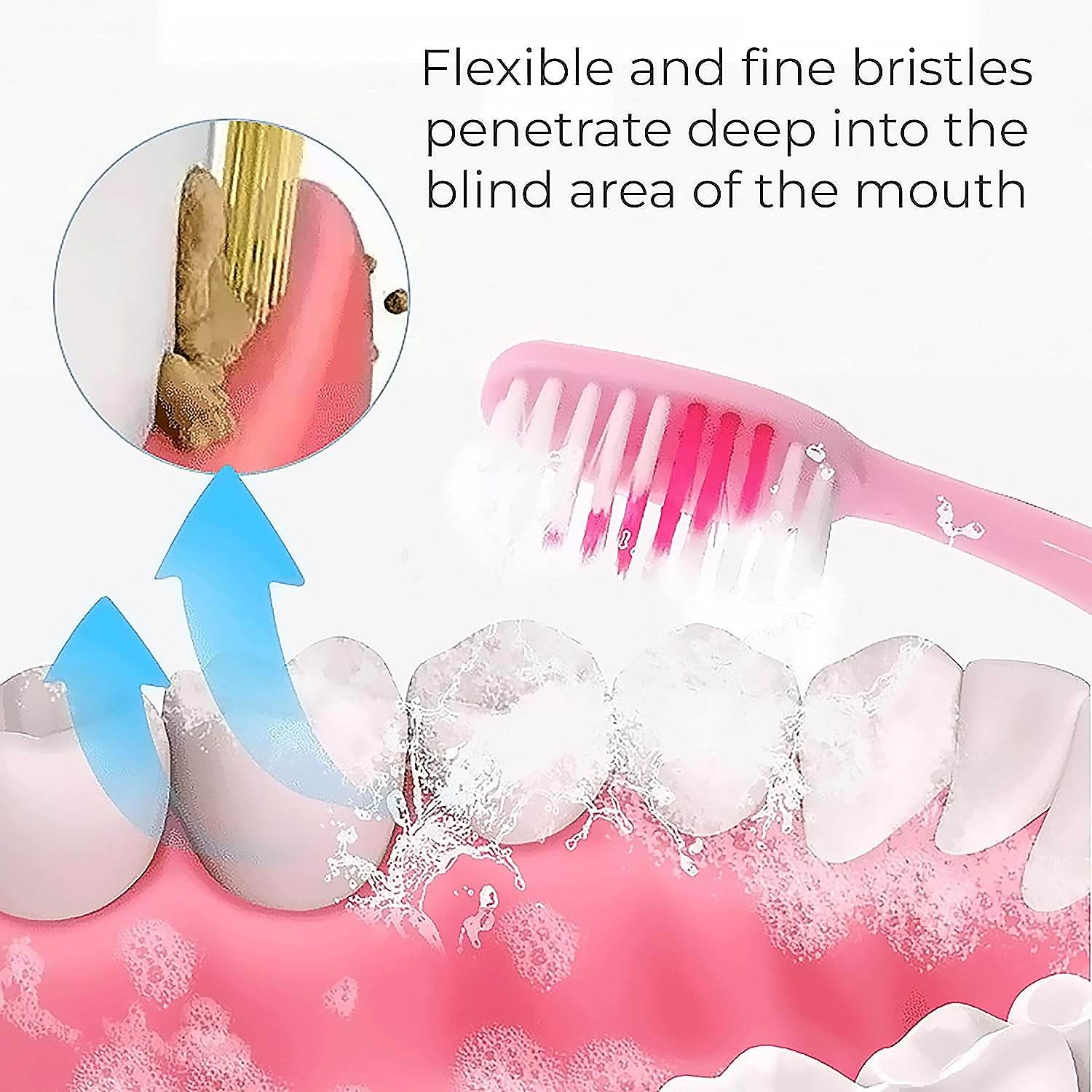 2 - in - 1 Tooth Brush with Tongue Scraper, Soft Bristle & Long Handle (8Pcs) Soft Toothbrush - infinityexculsivestore.com