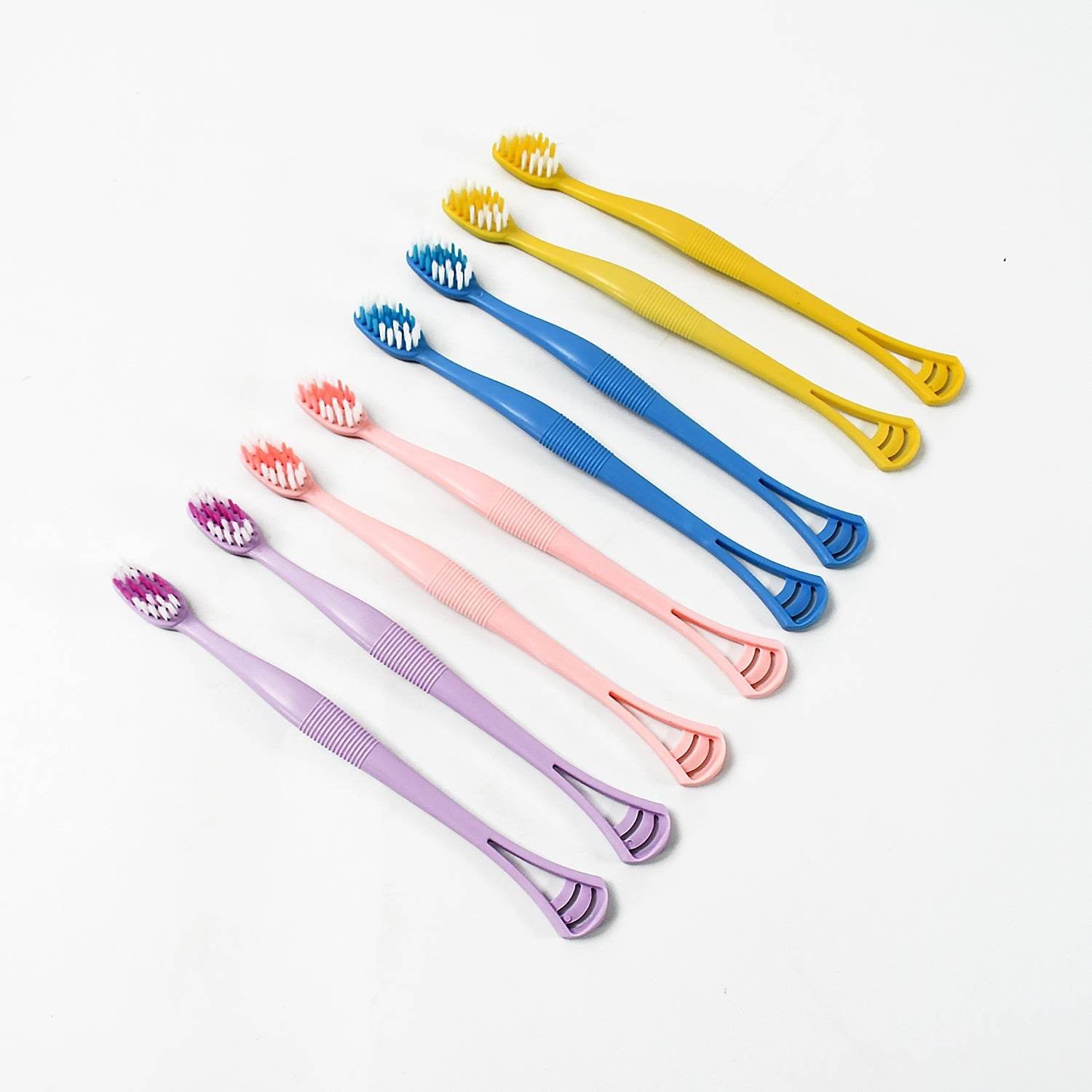 2 - in - 1 Tooth Brush with Tongue Scraper, Soft Bristle & Long Handle (8Pcs) Soft Toothbrush - infinityexculsivestore.com