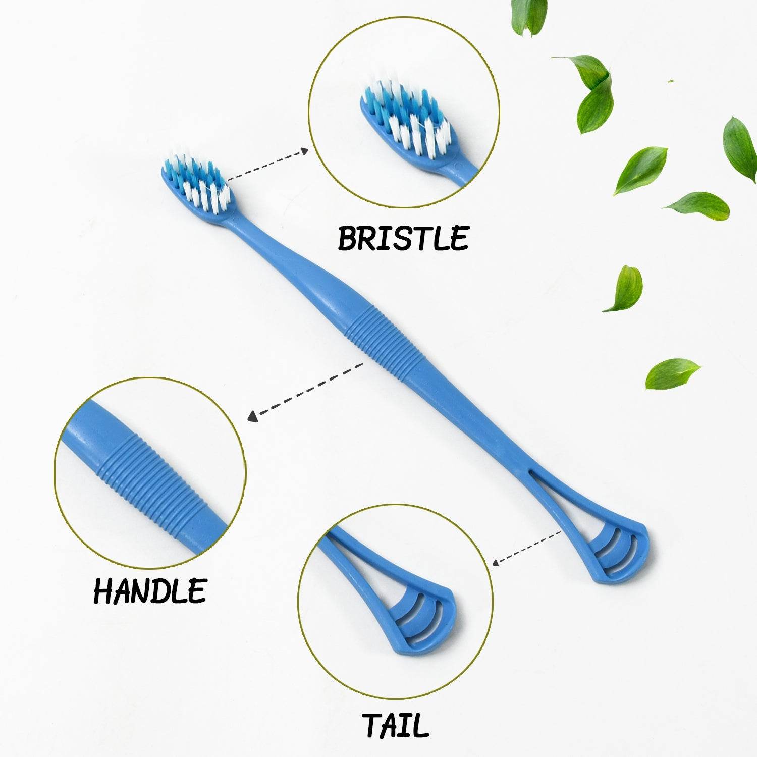 2 - in - 1 Tooth Brush with Tongue Scraper, Soft Bristle & Long Handle (8Pcs) Soft Toothbrush - infinityexculsivestore.com