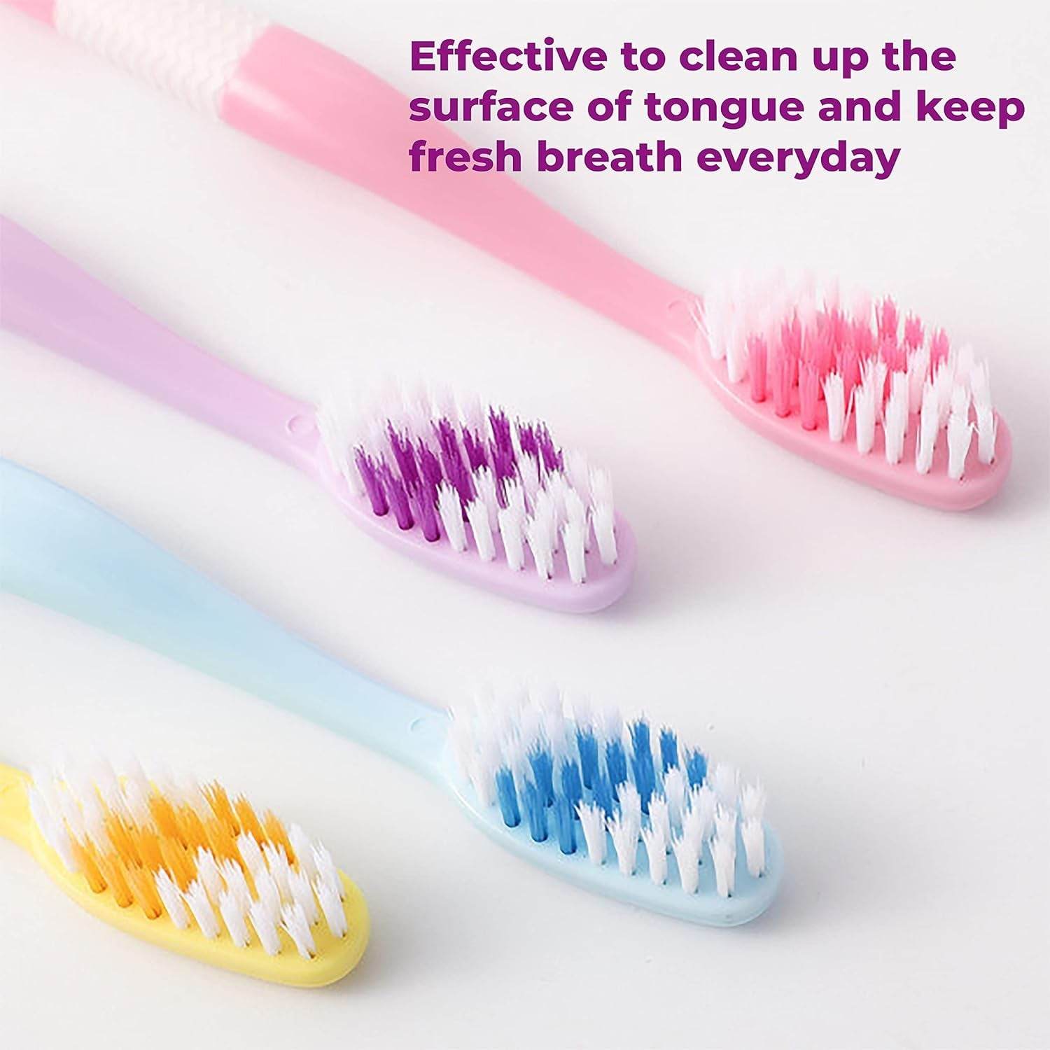 2 - in - 1 Tooth Brush with Tongue Scraper, Soft Bristle & Long Handle (8Pcs) Soft Toothbrush - infinityexculsivestore.com