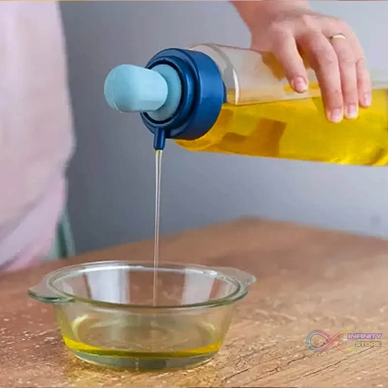 2 in 1 Transparent oilar dispenser with Silicone Oil Dropper Nozzle (1 Pc / With Brush / 1 Ltr.) - infinityexculsivestore.com