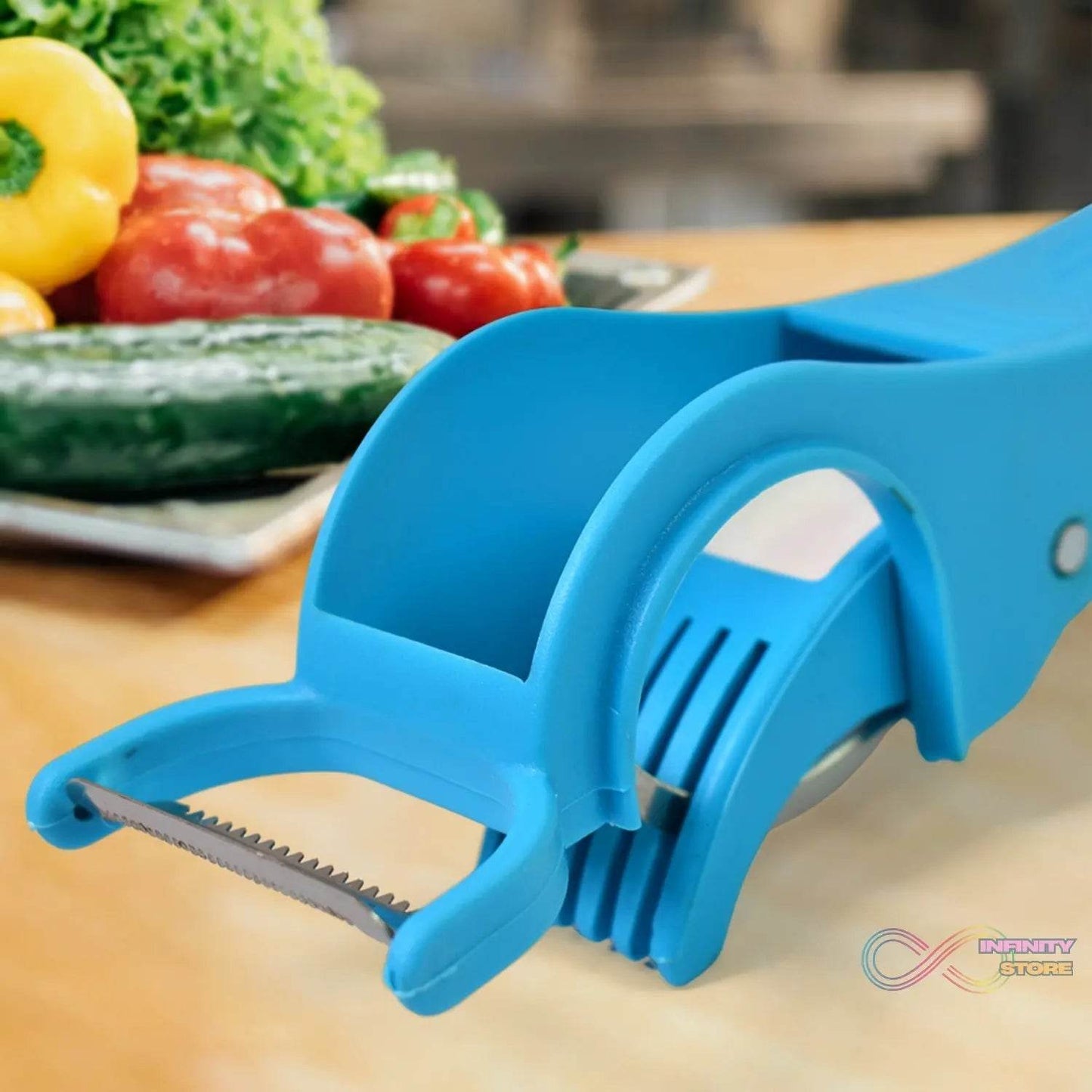 2 in 1 Vegetable & Fruit Multi Cutter 5 Blade Vegetable Cutter with Peeler (1 Pc / Multicolor) - infinityexculsivestore.com
