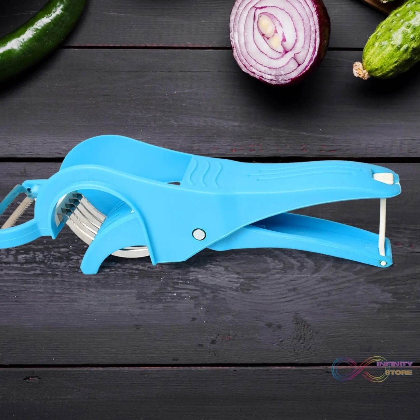 2 in 1 Vegetable & Fruit Multi Cutter 5 Blade Vegetable Cutter with Peeler (1 Pc / Multicolor) - infinityexculsivestore.com
