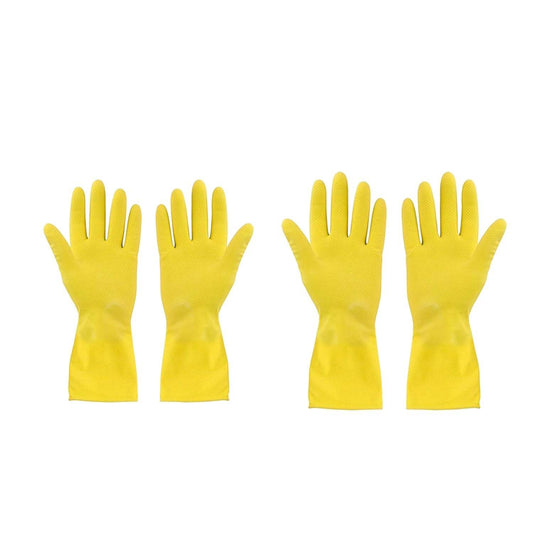 2 pair med yellow gloves For Types Of Purposes Like Washing Utensils, Gardening And Cleaning Toilet Etc. - infinityexculsivestore.com