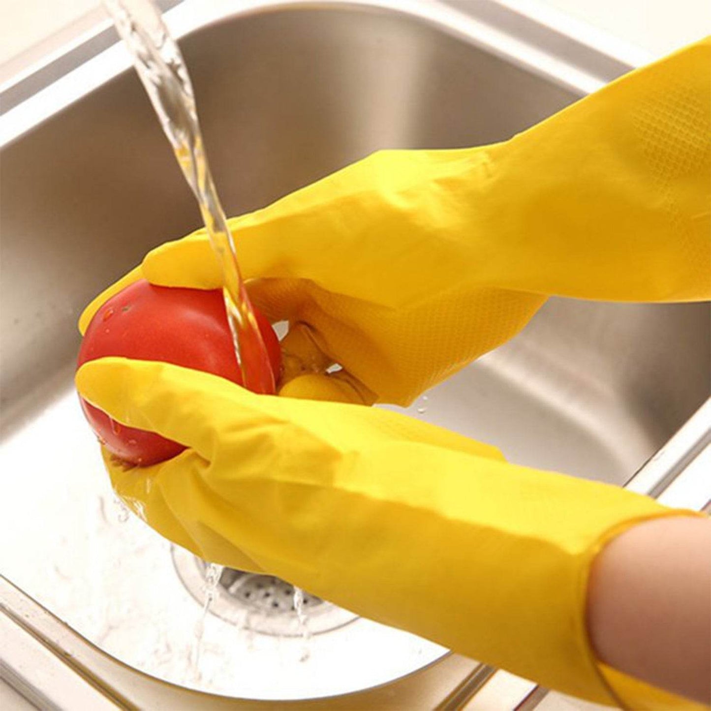 2 pair med yellow gloves For Types Of Purposes Like Washing Utensils, Gardening And Cleaning Toilet Etc. - infinityexculsivestore.com
