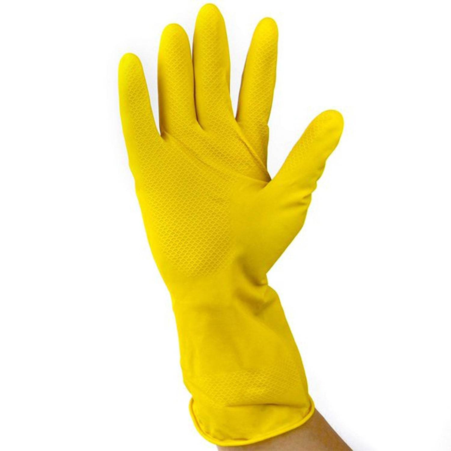 2 pair med yellow gloves For Types Of Purposes Like Washing Utensils, Gardening And Cleaning Toilet Etc. - infinityexculsivestore.com