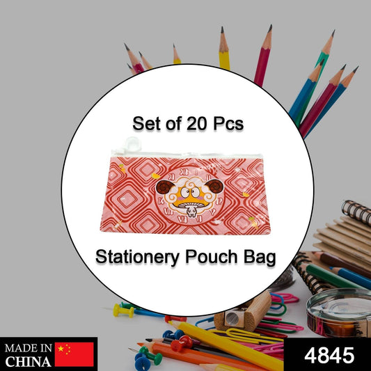 20 Pc Red Printed Pouch For Carrying Stationary Stuffs And All By The Students. - infinityexculsivestore.com