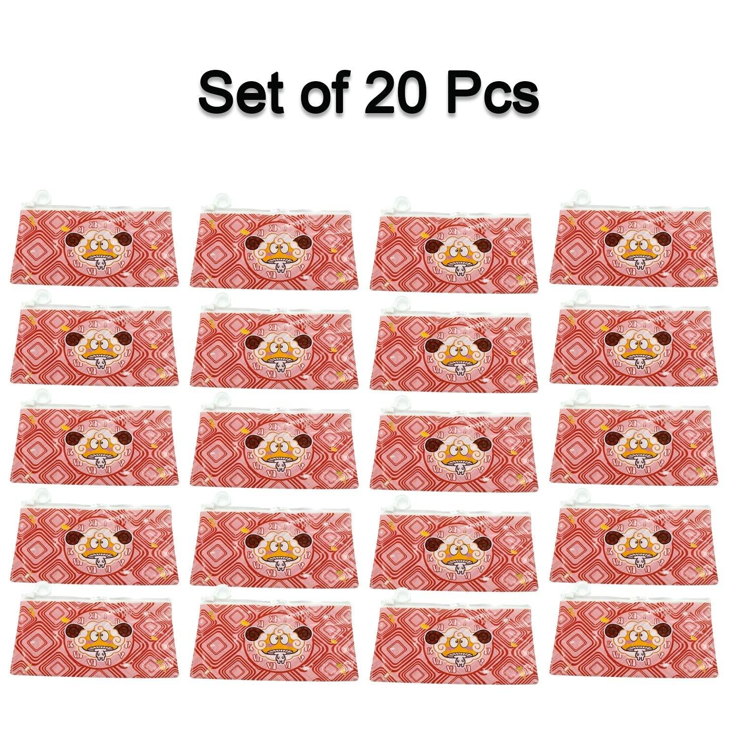 20 Pc Red Printed Pouch For Carrying Stationary Stuffs And All By The Students. - infinityexculsivestore.com
