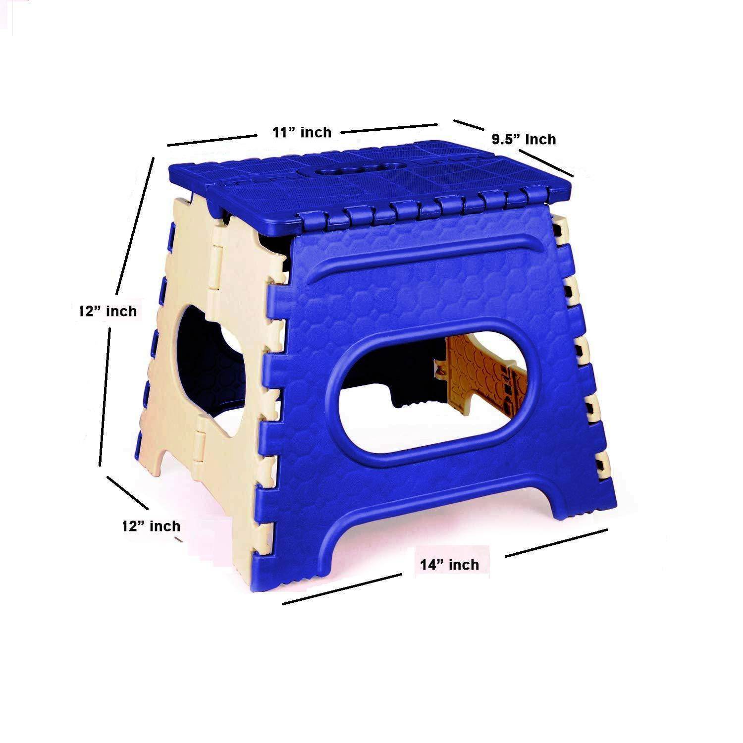 2009_12 Inch Plastic Folding Step Stool for Kids and Adults with Handle (Multicolor) - infinityexculsivestore.com