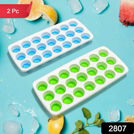 21 Cavity Pop Up Ice Cube Trays - Easy Release, Flexible Silicone Bottom - Stackable, BPA Free, Food Grade - for Convenient Freezer Ice Making (2 Pc Set) - infinityexculsivestore.com