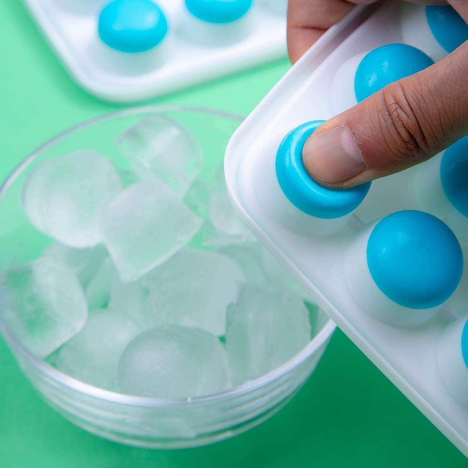 21 Cavity Pop Up Ice Cube Trays - Easy Release, Flexible Silicone Bottom - Stackable, BPA Free, Food Grade - for Convenient Freezer Ice Making (2 Pc Set) - infinityexculsivestore.com