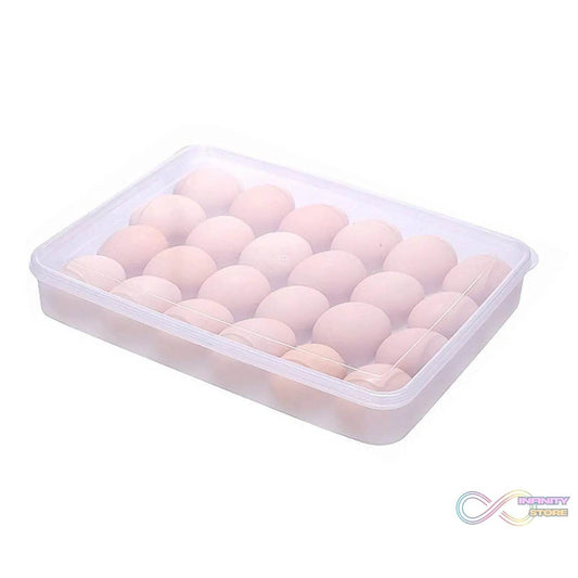 24 Grids Plastic Egg Box Container Holder Tray for Fridge with Lid for 2 Dozen Egg Tray - infinityexculsivestore.com