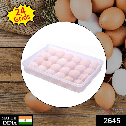 24 Grids Plastic Egg Box Container Holder Tray for Fridge with Lid for 2 Dozen Egg Tray - infinityexculsivestore.com