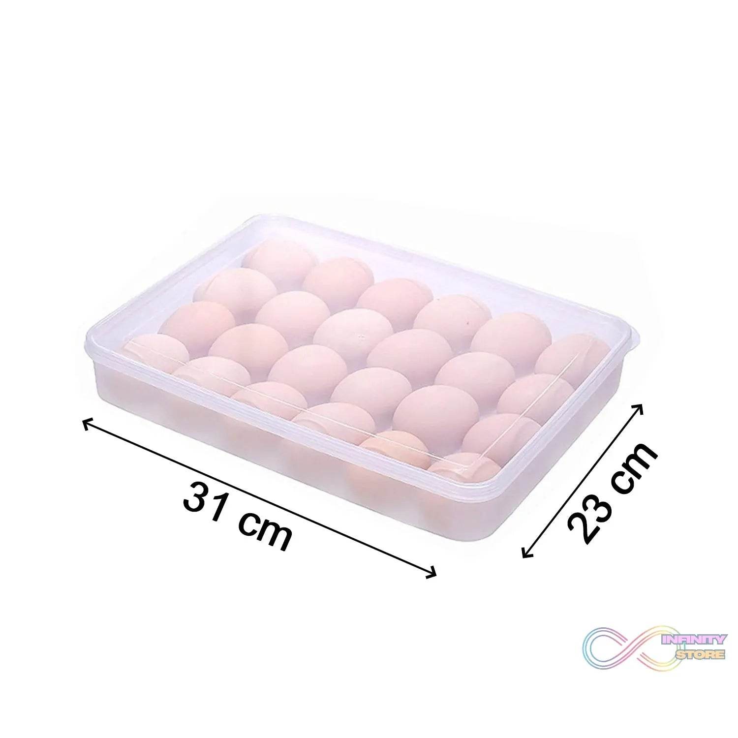 24 Grids Plastic Egg Box Container Holder Tray for Fridge with Lid for 2 Dozen Egg Tray - infinityexculsivestore.com