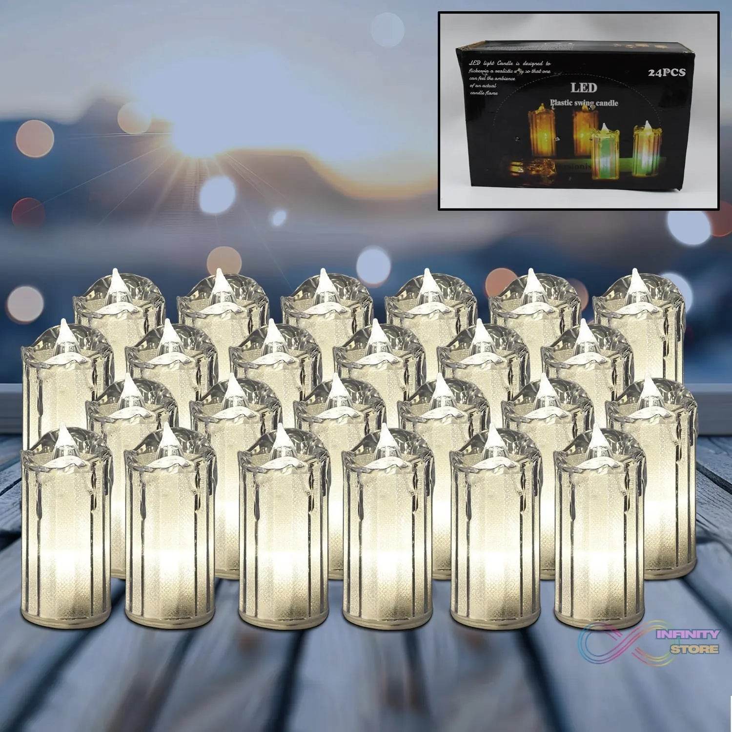 24 Pc Flameless and Smokeless Decorative Melting Candles LED Tea Light Candle Flickering Electronic Candle - infinityexculsivestore.com