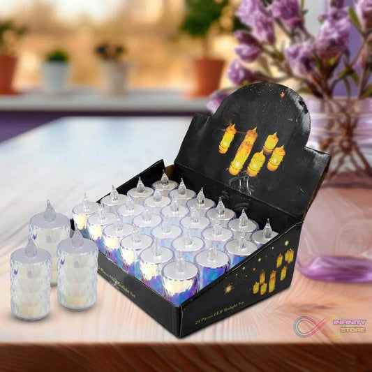 24 Pc Flameless and Smokeless Decorative Melting Candles LED Tea Light - infinityexculsivestore.com