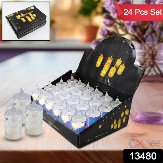 24 Pc Flameless and Smokeless Decorative Melting Candles LED Tea Light - infinityexculsivestore.com