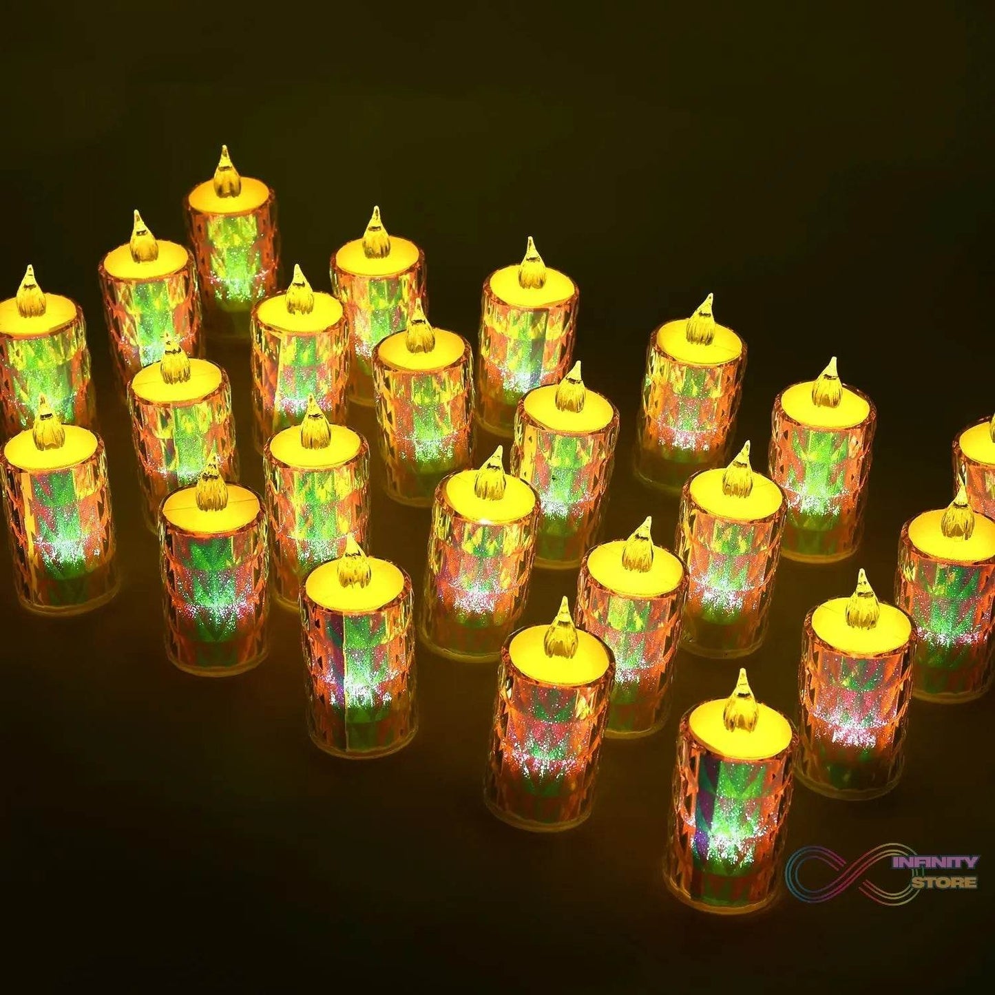 24 Pc Flameless and Smokeless Decorative Melting Candles LED Tea Light - infinityexculsivestore.com