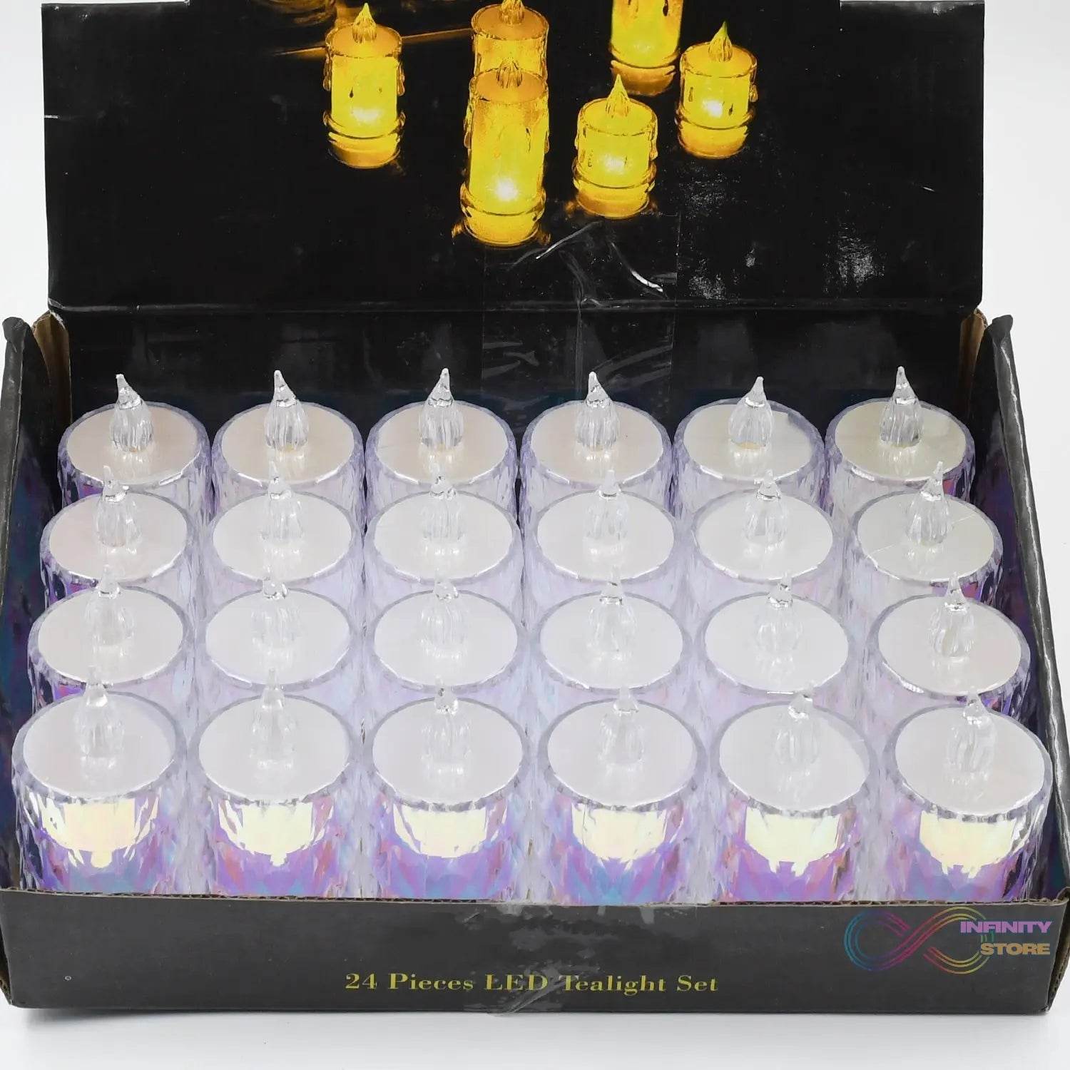24 Pc Flameless and Smokeless Decorative Melting Candles LED Tea Light - infinityexculsivestore.com
