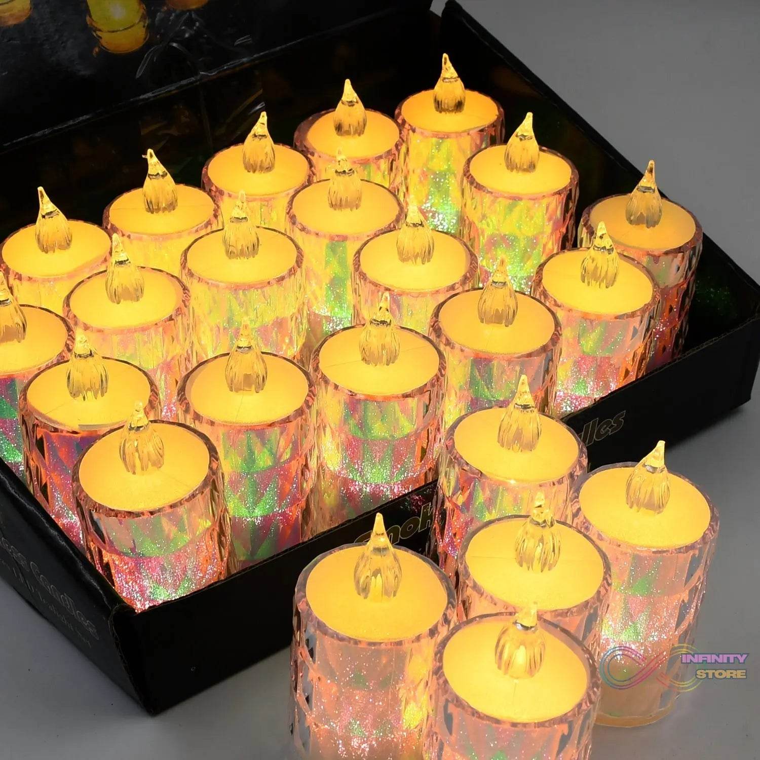 24 Pc Flameless and Smokeless Decorative Melting Candles LED Tea Light - infinityexculsivestore.com