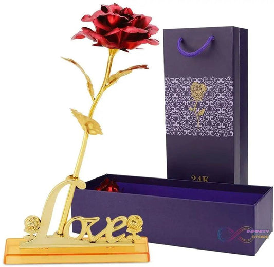 24k Gold Rose,hicoosee Gold Foil Plated Rose with LOVE Stand and Gift Box for Anniversary, Birthday, Wedding , Christmas ,Thanks giving - infinityexculsivestore.com