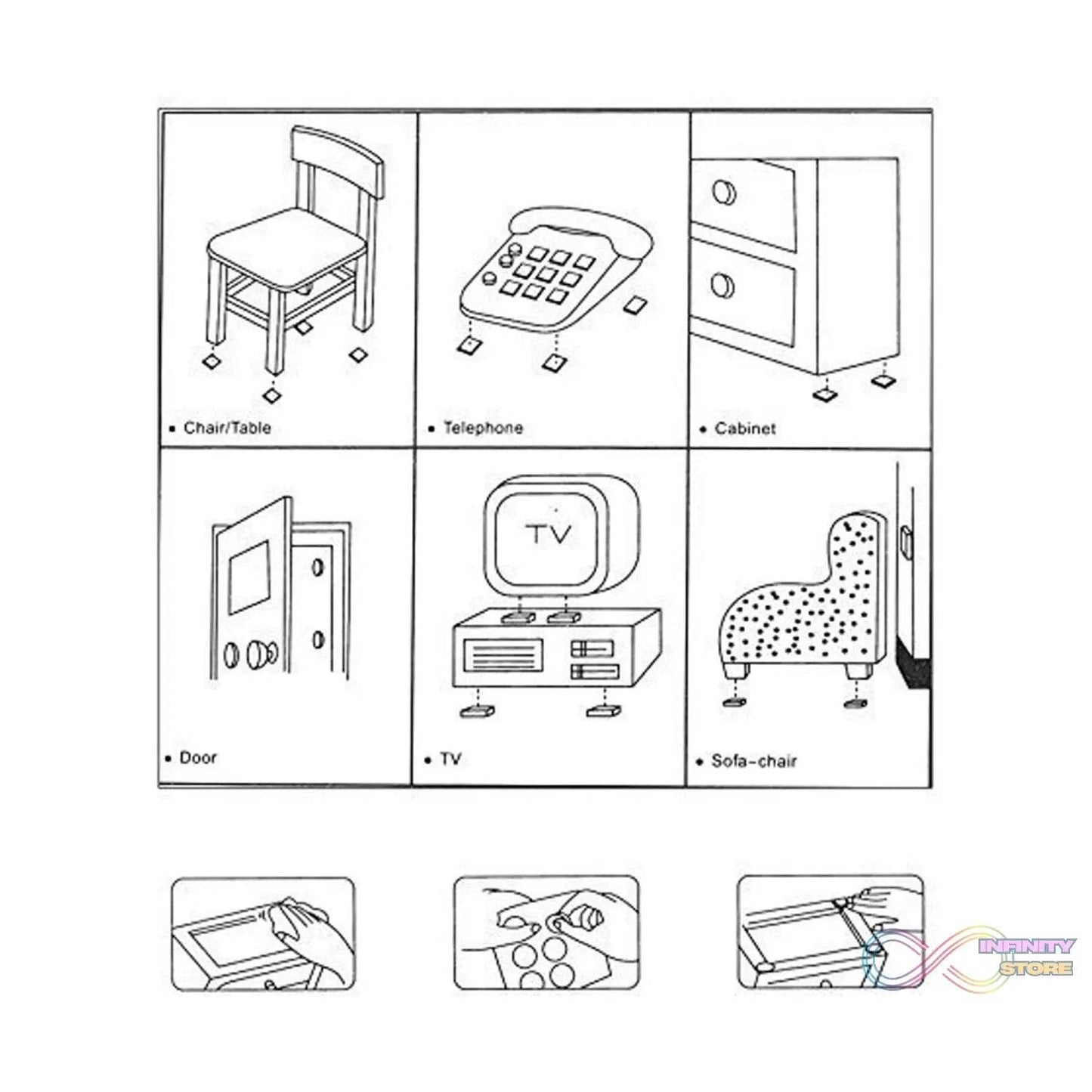 28 pc Rubber furniture Pads Self Sticking Non Slip Furniture Noise Insulation Pads - infinityexculsivestore.com