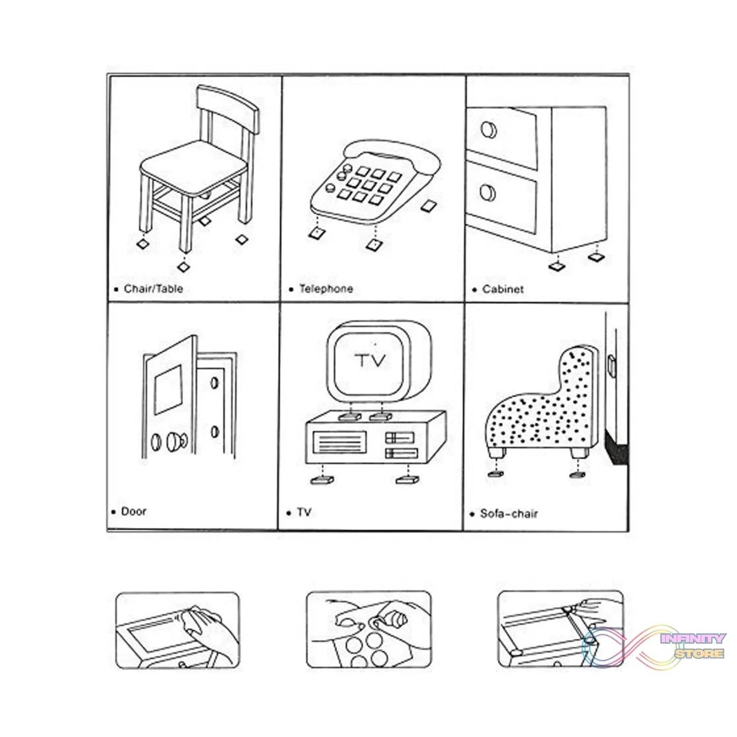 28 pc Rubber furniture Pads Self Sticking Non Slip Furniture Noise Insulation Pads - infinityexculsivestore.com