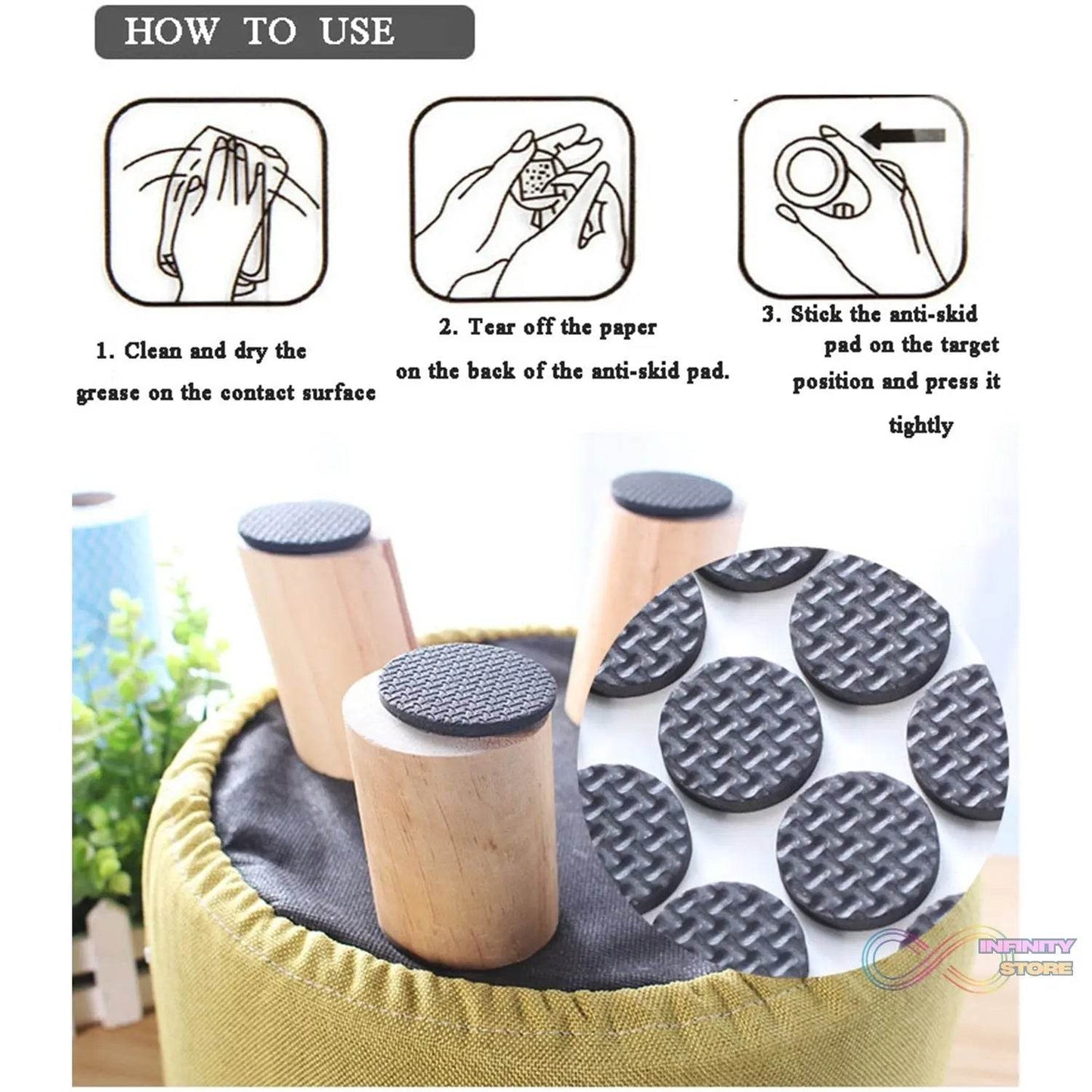 28 pc Rubber furniture Pads Self Sticking Non Slip Furniture Noise Insulation Pads - infinityexculsivestore.com