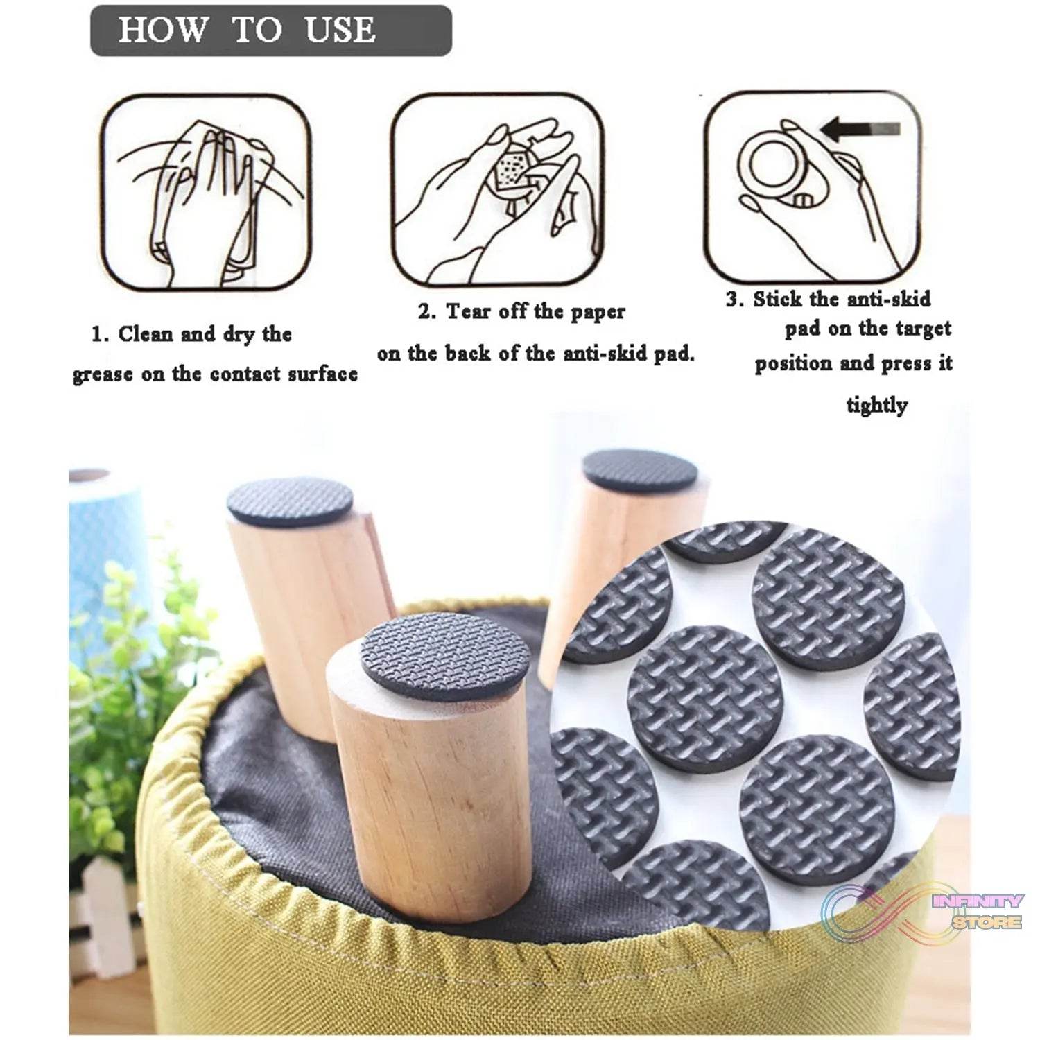 28 pc Rubber furniture Pads Self Sticking Non Slip Furniture Noise Insulation Pads - infinityexculsivestore.com