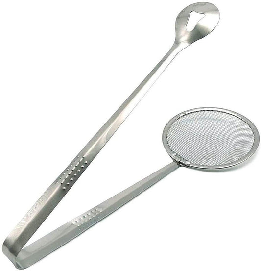 2In1 Stainless Steel Filter Spoon with Clip Food Kitchen Oil-Frying Multi-Functional - infinityexculsivestore.com